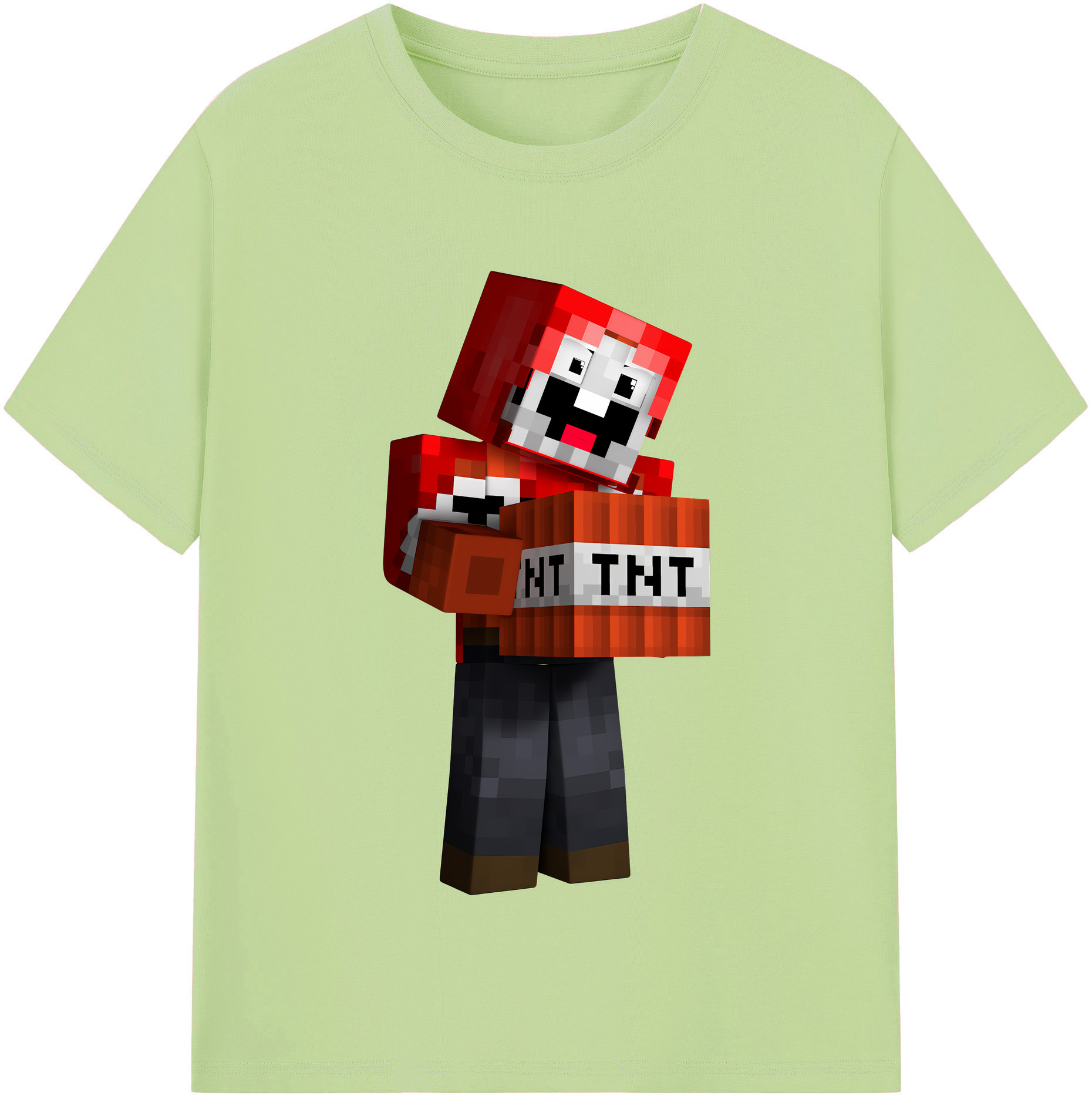 （画像用） マインクラフト ブロックの世界 Minecraft MC Block world 綿100％半袖Tシャツ（フロントプリント）
